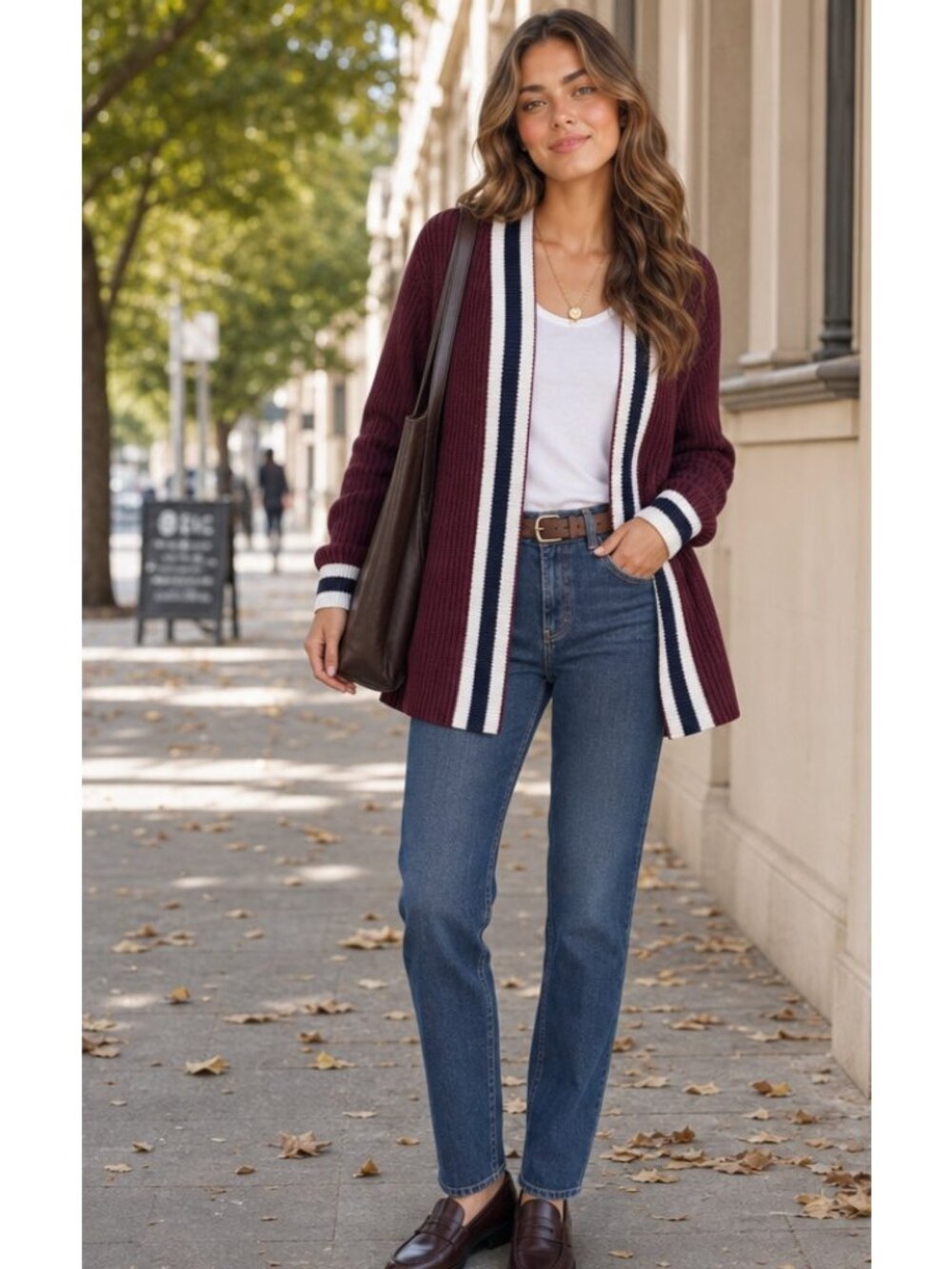 RDI Shaker Academia Cardigan size Small Preppy Collegiate Maroon Luxe Knit Edit